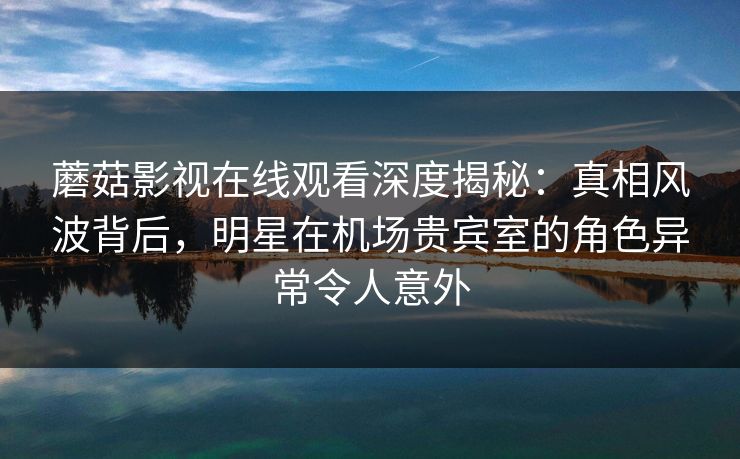 蘑菇影视在线观看深度揭秘:真相风波背后,明星在机场贵宾室的角色异常令人意外 蘑菇影视在线观看深度揭秘:真相风波背后,明星在机场贵宾室的角色异常令人意外